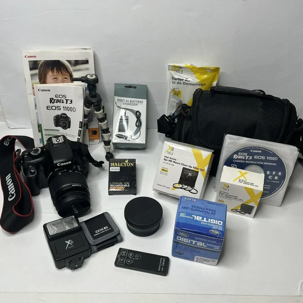 Canon EOS 1100D Camera (Rebel T3) Bundle Lenses, bag, flash and accessories